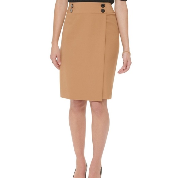 Calvin Klein Infinite Stretch Pencil Skirt Women's Size 4  Back Zip Wrap Look - Picture 1 of 10